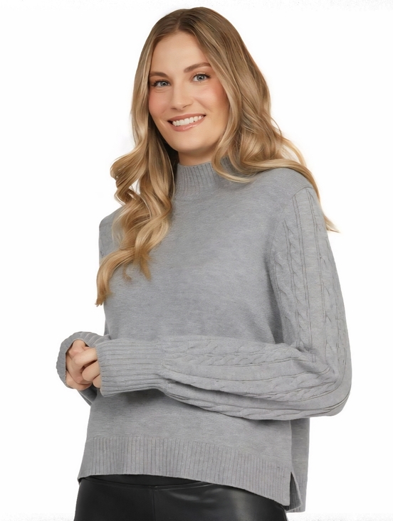 Mexx Sweaters - Mexx Cropped Women's Knit Grey Sweater Cableknit Size M